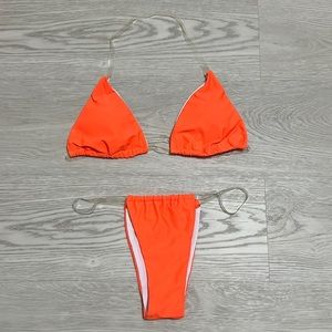 Two Piece Neon Orange Bikini Swimwear Swimsuit